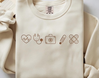 Embroidered Nurse Sweatshirt, RN LVN Sweatshirt, Medical Staff Sweatshirt, New Grad Gift, New Grad Sweatshirt