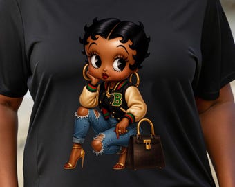 Betty Boop Shirt T-shirt, Betty Boop Juneteenth Shirt, Melanin Betty Boop, Black Betty Boop, Cute Betty Boop, Juneteenth Shirt, Ladies Shirt