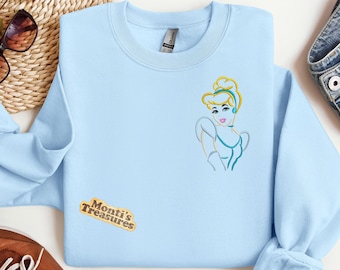 Cinderella Princess Embroidered Sweatshirt, Princess Embroidered Sweatshirt