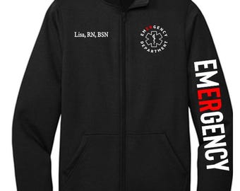 Emergency Department Zip Up Sweatshirt, Emergency Department Sweatshirt, ER Sweatshirt, Nurse Zip Up Sweatshirt, Nurse Sweatshirt