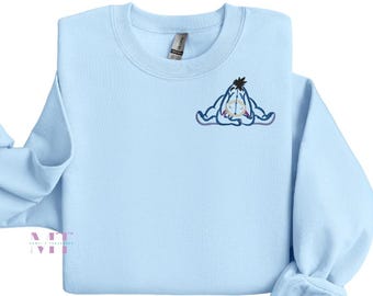 Eeyore Embroidered Sweatshirt, Embroidered Shirt, Disney Embroider Shirt, Disney Embroidery Sweatshirt