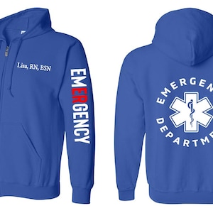 Emergency Department Zip Up Sweatshirt, Emergency Department Sweatshirt, ER Sweatshirt, Medical Zip Up Sweatshirt, Emergency Department