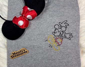 Mickey Embroidered Sweatshirt, Mickey and Friend Embroidered Shirt, Disney Embroider Shirt