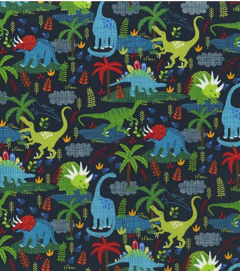 1/2 Yard Dinosaur Fabric Dino Fabric Trex Fabric 100 Etsy