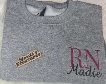 Embroidered Nurse Sweatshirt, Personalized Nurse Sweatshirt, Nurse Gift, Personalized Medical Sweatshirt, Registered Nurse Sweatshirt Gift