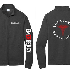 Emergency Department Zip Up Sweatshirt Jacket, Emergency Department Jacket, ER Jacket, Nurse Sweatshirt, Emergency Department, ER
