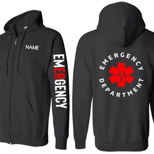 Emergency Department Zip Up Jacket Sweatshirt, Emergency Department Sweatshirt, ER Sweatshirt, Nurse Zip Up Jacket, Zip Up Jacket Hoodie