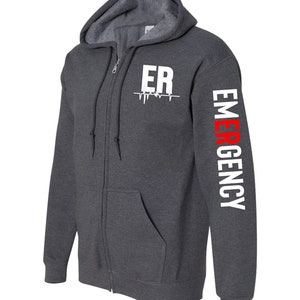 Emergency Department Zip Up Jacket, Emergency Department Sweatshirt, ER Sweatshirt, Nurse Zip Up Sweatshirt, Zip Up Jacket Sweatshirts