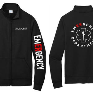 Emergency Department Zip Up Sweatshirt Jacket, Emergency Department Jacket, ER Jacket, Nurse Zip Up Sweatshirt, Emergency Department Shirt