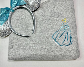 Cinderella Princess Embroidered Sweatshirt, Princess Embroidered Shirt
