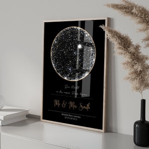 STERNENKARTE personalisiert Poster, STARMAP personalised, Download-Datei, Nachthimmel Druck, Nacht Himmel Karte Druck, Sternkarte Poster Bild 1