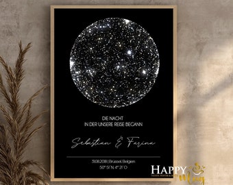 STERNENKARTE personalisiert Poster, STARMAP personalised, Download-Datei, Nachthimmel Druck, Nacht Himmel Karte Druck, Sternkarte Poster