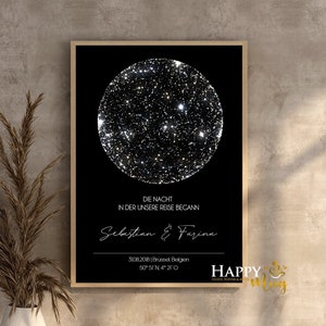 STERNENKARTE personalisiert Poster, STARMAP personalised, Download-Datei, Nachthimmel Druck, Nacht Himmel Karte Druck, Sternkarte Poster Bild 1