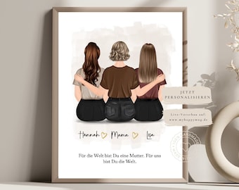 Mom Daughter Poster, Mom Daughter Picture, Grandma Daughter Personalized Poster, Mom Gift, Grandma Gift Personalized, Girlfriend Poster