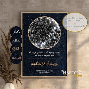 Star map personalized as a poster or digital file