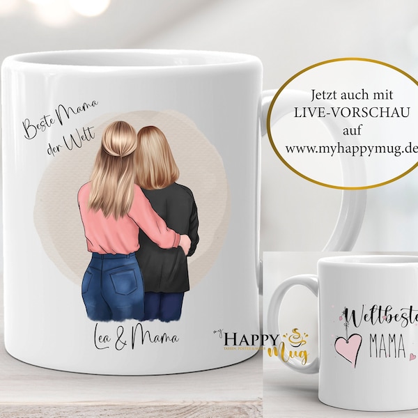 Mama Tochter Tassen, Mama Tasse, Oma Tasse, Nichte Tasse, Enkel Tasse, Freundin Tasse, Personalisierte Tasse, Mutter Tasse, Mutter Geschenk