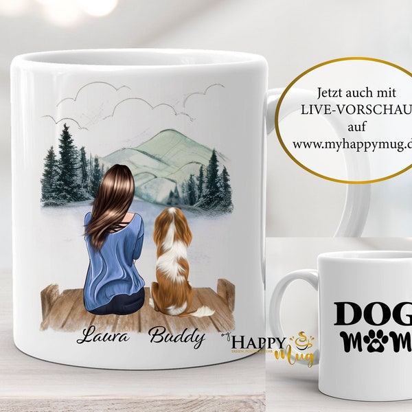 Frau mit Hund Tasse, Frau mit Katze Tasse, Personalisierte Tasse, Mann Hund Tasse, Mann Katze Tasse, Paar Tasse, Pärchen Tasse Haustier