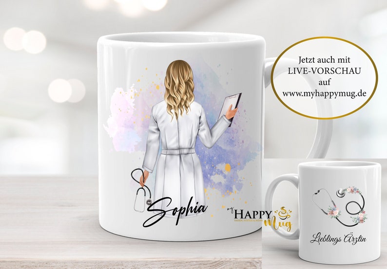 Personalisierte Tasse Ärztin, Arzt Geschenk, Doktor Geschenk, Dr. Geschenk Tasse, Foto Tasse, Tasse mit Name, Danke Tasse, Spruch Tasse, Bild 1