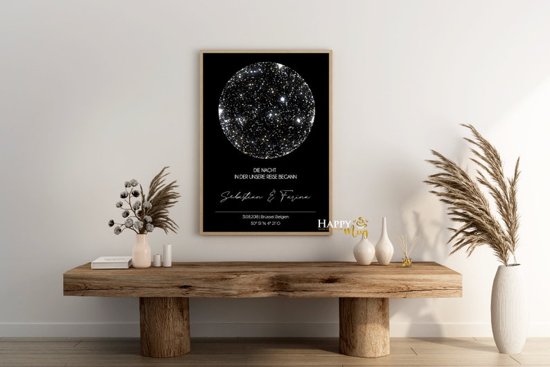 STERNENKARTE personalisiert Poster, STARMAP personalised, Download-Datei, Nachthimmel Druck, Nacht Himmel Karte Druck, Sternkarte Poster Bild 5