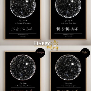 STAR MAP Personalized Poster, STARMAP personalised, download file, night sky print, night sky map print, star map poster image 3