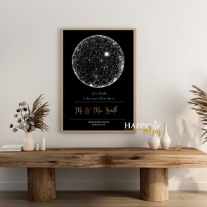 STAR MAP Personalized Poster, STARMAP personalised, download file, night sky print, night sky map print, star map poster image 7