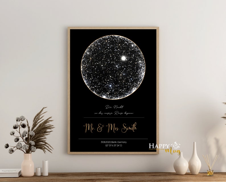 STAR MAP Personalized Poster, STARMAP personalised, download file, night sky print, night sky map print, star map poster image 4