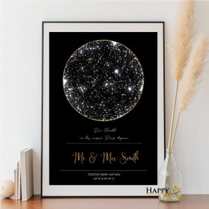 STERNENKARTE personalisiert Poster, STARMAP personalised, Download-Datei, Nachthimmel Druck, Nacht Himmel Karte Druck, Sternkarte Poster Bild 5