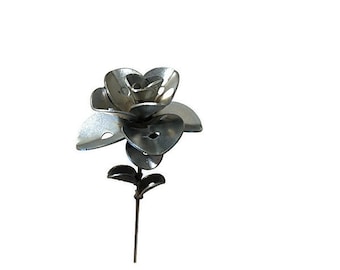 Welded Steel Flower Sculpture: Large Sized Handmade Metal Flower Art