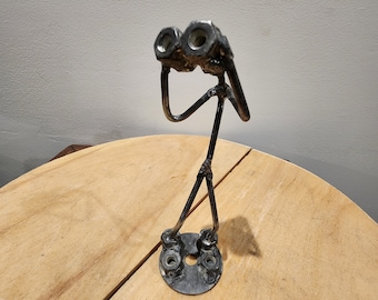 Binocular looking sculpture, welded artwork.