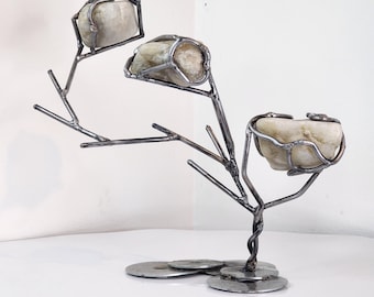 Quartz floating tree desk ornament, welding artwork