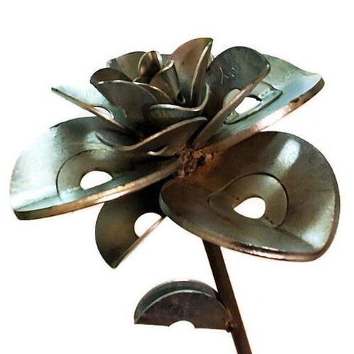 Small Metal Flower Steel Rose Welded Art Sculpture Scrap Etsy