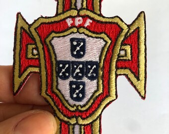 2 Pcs Portugal Flag Logo Leaf Embroidered Patches 3.25/"x3.75/" iron-on