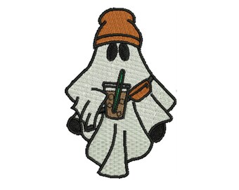 Iced Coffee Ghost PES File Embroidery Design