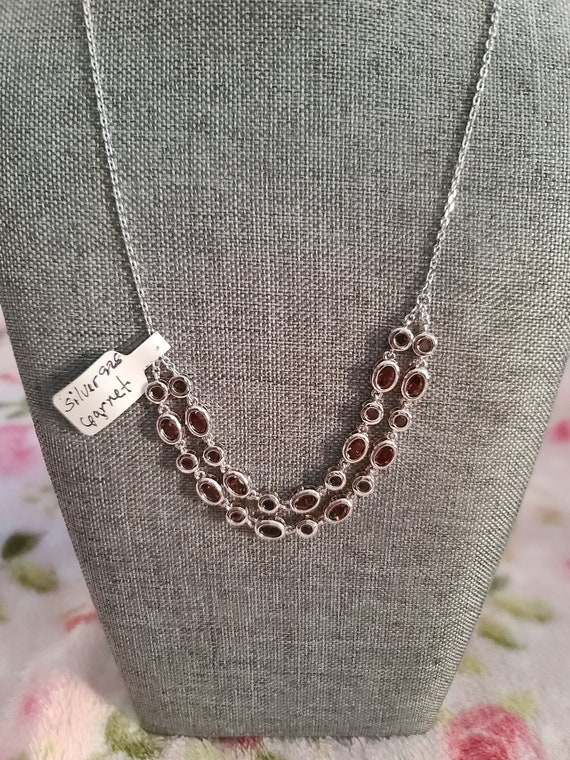 Garnet necklace,silver 925