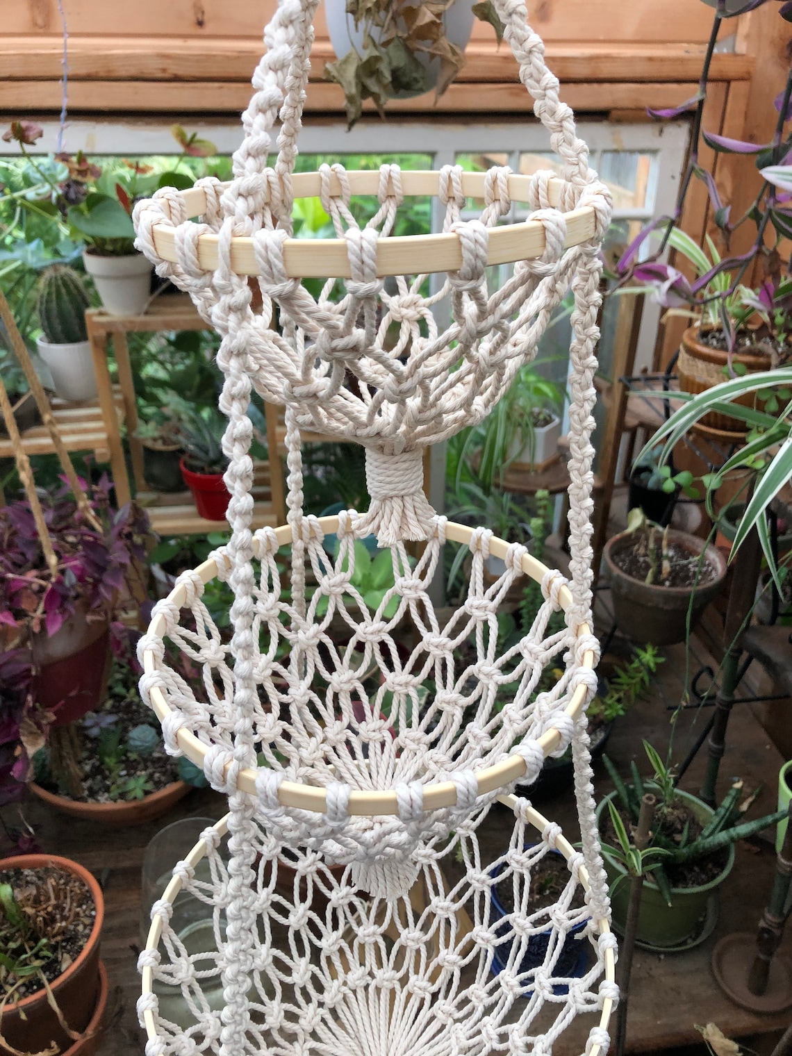 Macramé 3-Tier Hanging Basket | Etsy