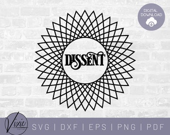 RBG SVG - Ruth Bader Ginsburg - Mandala Svg - Dissent Svg - Commercial Use - Printable Sticker