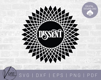 RBG SVG - Ruth Bader Ginsburg Lace Collar - Mandala Svg - Dissent Svg - Commercial Use - Printable Sticker