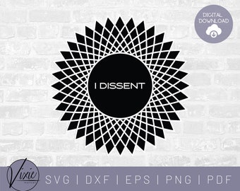 RBG SVG - Ruth Bader Ginsburg Lace Collar - Mandala Svg - Dissent Svg - Commercial Use - Printable Sticker