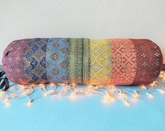 Rainbow Yoga Bolster Cover |  Custom Size Bolster Cover | Supportive Bolster | Yin Yoga Bolster Pillow Case | Long Decorative Cushion Cover