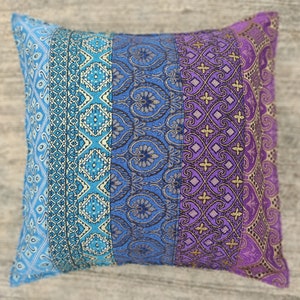Blue and Purple Cushion Cover, Hippie Cushion Cover, Jewel Tones Cushion Case, Handmade Patchwork Decorative Cushion, Colorful Throw Cushion