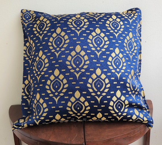 Blue Cushion Case Dark Blue Cushion Cover Bohemian Etsy
