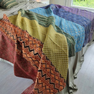 Rainbow Bed Throw with Golden Metallic Threads, Gay Pride Blanket, Hippie Bedspread, Festival Blanket, Chakra Wall Hanging, Coming Out Gift