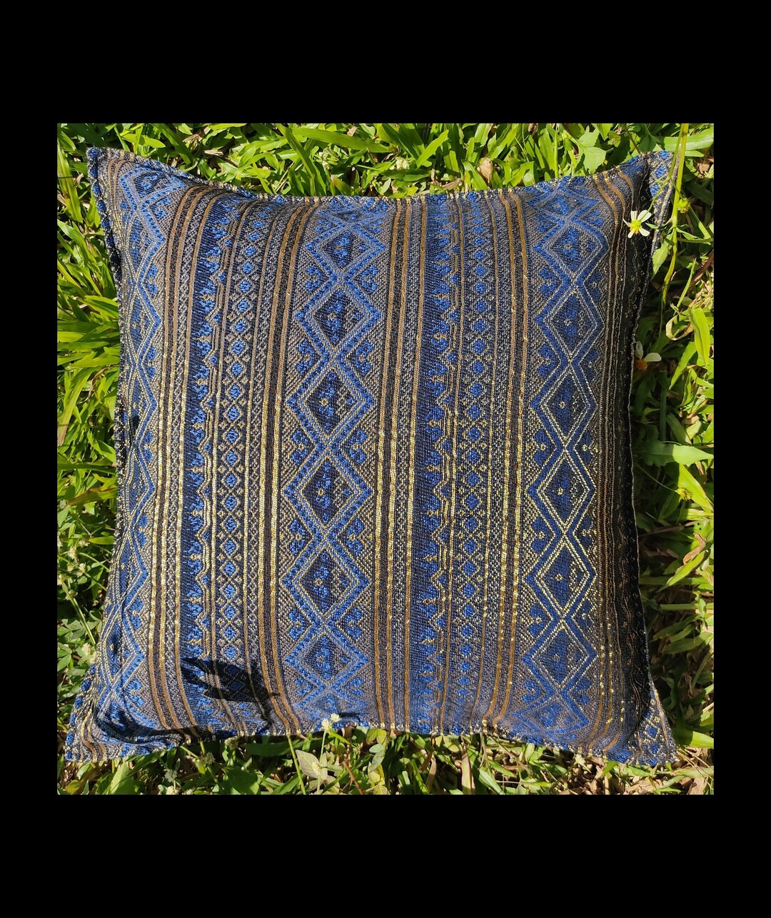 Navy Blue Cushion Cover Dark Blue Golden Blue Cushion Case Etsy