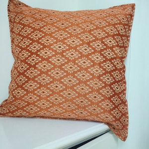 Orange Cushion Cover with Golden Shine, 18 inch Orange Cushion Case, Boho Decorative Cushion Cover, Orange Hippie Cushion, Throw Pillow