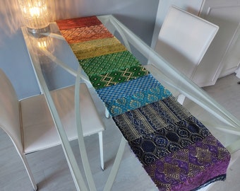 Rainbow Table Runner, Seven Chakras Home Decor, Dining Room Decoration, Colorful Table Cover, Rainbow Table Cloth, LGBT Gifts, Rainbow Decor