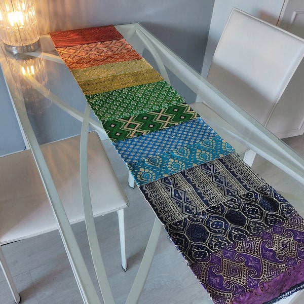 Rainbow Table Runner, Seven Chakras Home Decor, Dining Room Decoration, Colorful Table Cover, Rainbow Table Cloth, LGBT Gifts, Rainbow Decor
