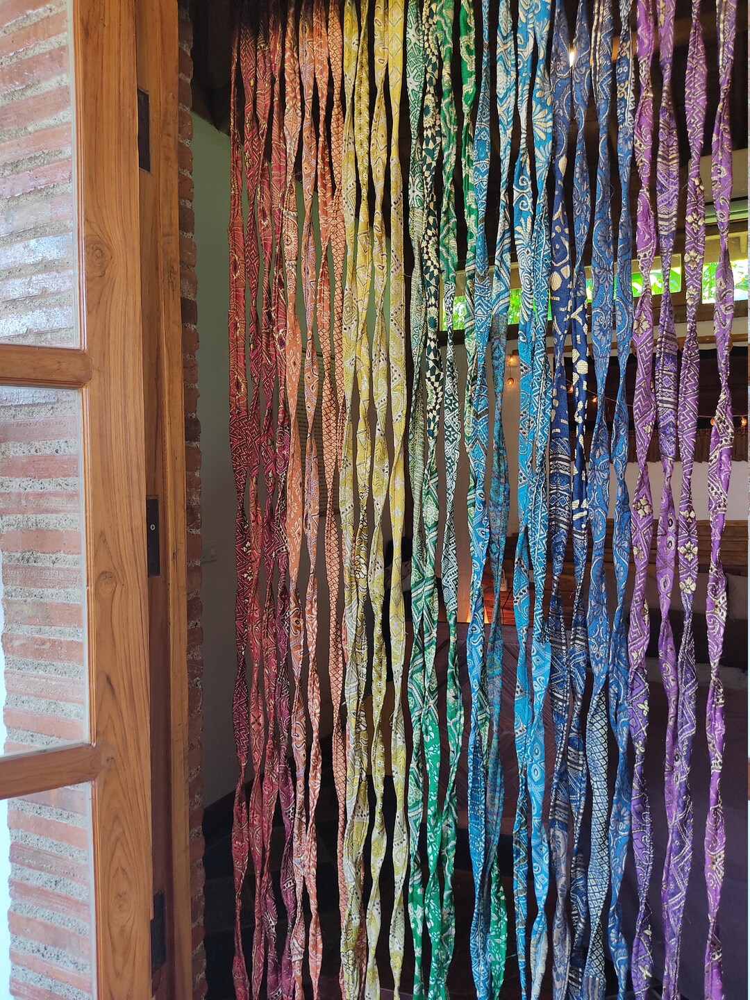 Pattern String Curtains Rainbow Fabric String Curtain: Handmade Boho Door Divider - Etsy