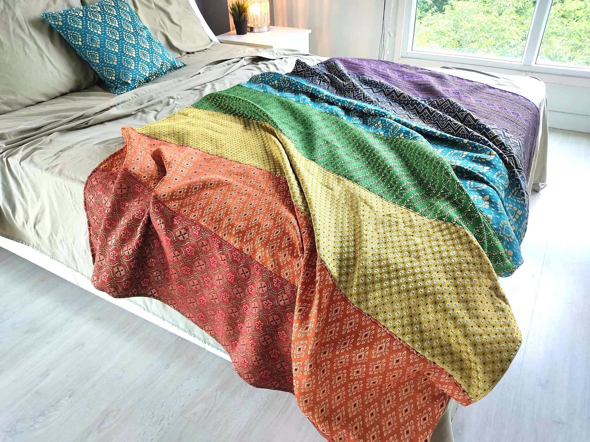 Rainbow bed throw hotsell