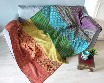 Rainbow Blanket, All Sizes Bed Cover, Handmade Rainbow Bedspread, Rainbow Bed Throw, LGBT Pride Flag, Kids Room Decor, Rainbow Bedroom Decor