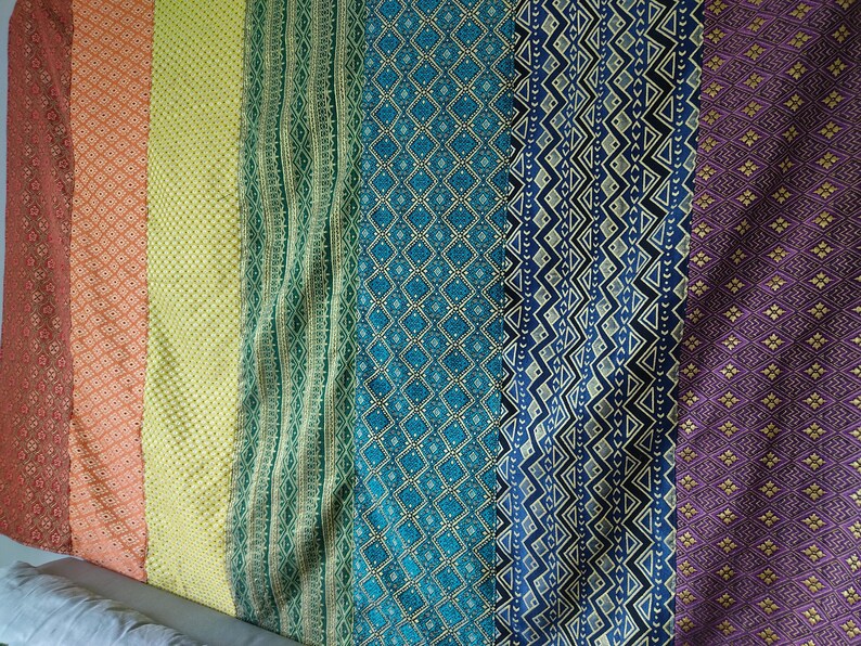Handmade Rainbow Bed Throw with Golden Accents | Colorful Kids Bedroom Decor | Nursery Wall Hanging or Small Bed Cover | Multicolor Blanket image 13